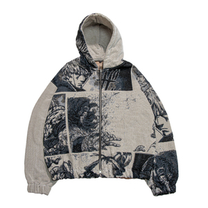 Với Thấp Moq Tùy Chỉnh Phim Hoạt Hình Thiết Kế Bông Polyester Zip up Áo Khoác Dệt Áo Len Tấm Thảm Hoodies - Product Image 1