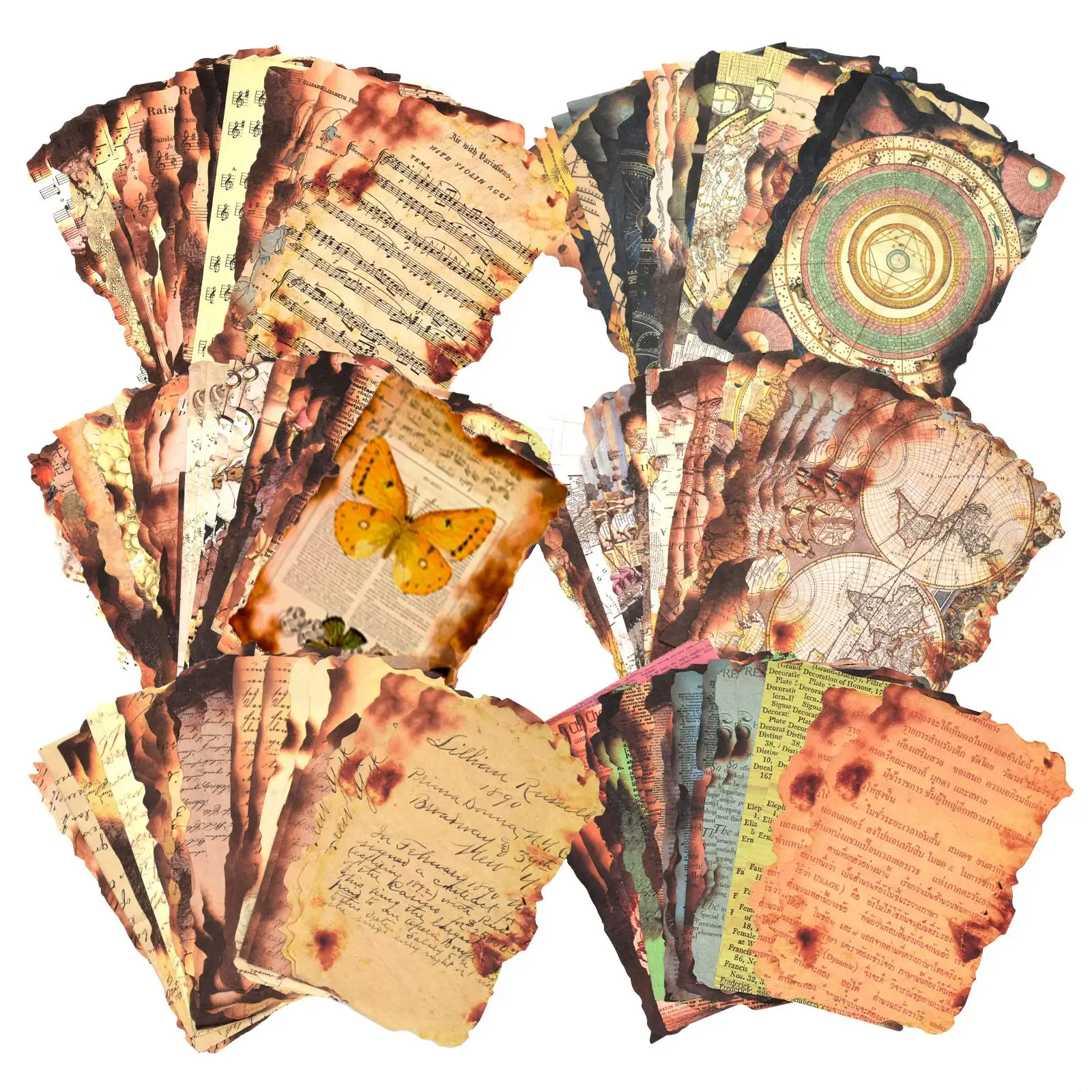 AUTOCOLLANTS PUNK 30 feuilles/paquet Vintage vieux papier brûlé Scrapbook papier Scrapbooking fournitures pour planificateurs de Journal 04134