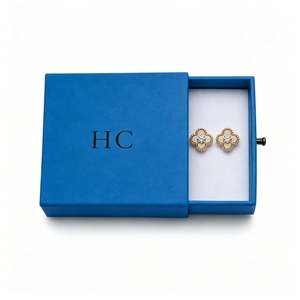 Vintage Rigid Cardboard Earring Case Sliding Drawer Style Custom Graphics Printed OEM Jewelry Packaging Box Bespoke Supplier - Product Image 4