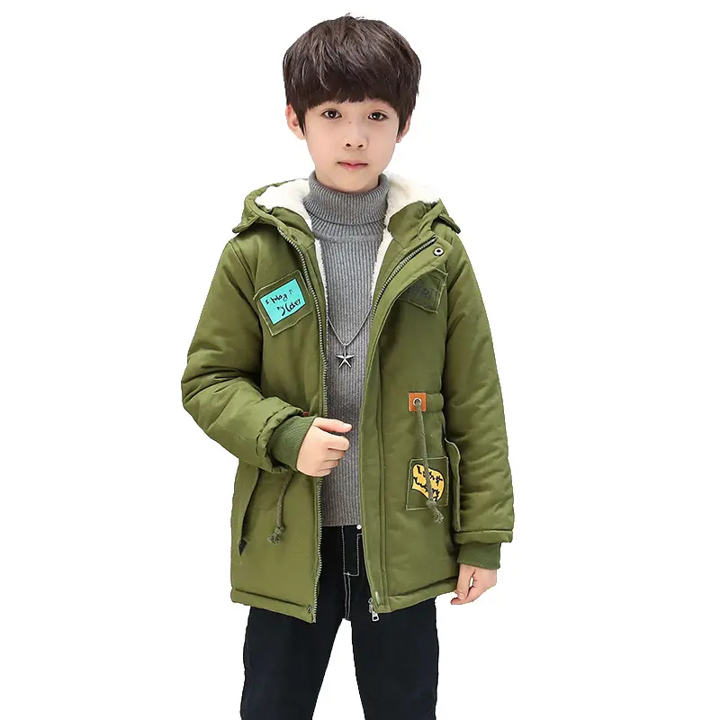 Wholesale Products China Winter Children Thick Kids Boys Wool lining Hooded Jacket Coat