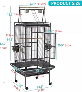 Offre Spéciale personnalisé grand oiseau volière grande <span class=keywords><strong>Cage</strong></span> sur roues extérieur fer maison élastique oiseaux <span class=keywords><strong>Cage</strong></span> pour perroquet calopsitte Finch - Product Image 6