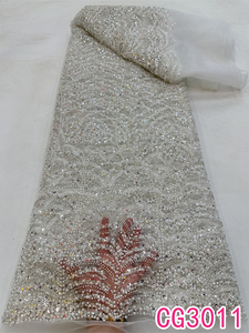 Tessuto in Pizzo Francese con Perline <span class=keywords><strong>Verde</strong></span> 100% Poliestere Ecologico all'Ingrosso, <span class=keywords><strong>Tulle</strong></span> Pesante per Abiti da Sposa di Lusso - Product Image 2