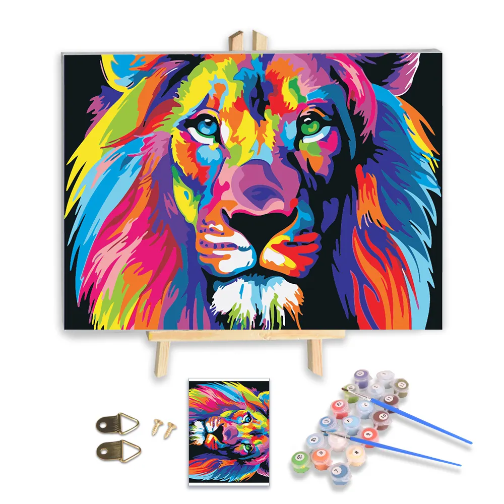 Factory Wholesale Abstract Animal Lion Painting by Numbers Kit Diy Canvas Painting for Drop Shipping