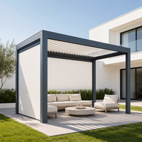 Pergola motorisée automatique à toit bioclimatique à lames orientables, structure en aluminium thermolaqué durable pour terrasse et espace extérieur
