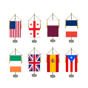 Décoration de bureau, drapeaux de pays du monde entier sur mesure, acier inoxydable, grand <span class=keywords><strong>support</strong></span> sur pied pour drapeaux nationaux - Product Image 1