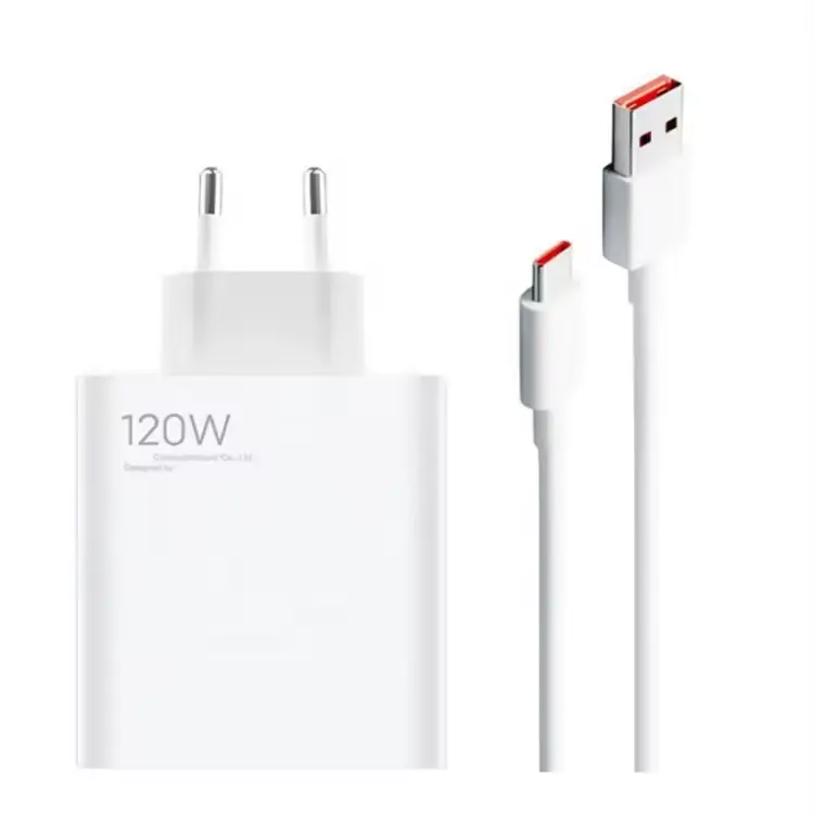 Carregador super rápido com cabo USB 6A para celular Xiaomi 11T Pro, carregador com plugue europeu, carregador de 120 W