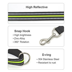 Laisse pour chien en nylon réfléchissant, fermoir en métal, rayures noires, style simple, laisses pour animaux de compagnie, laisses pour chien avec nylon réfléchissant - Product Image 6