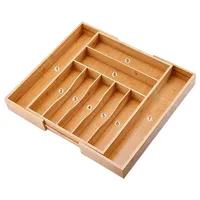 Регулируемый органайзер ящика для столовых приборов из бамбука
