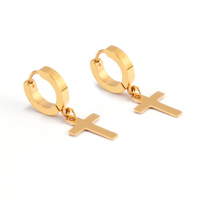 Conjunto de Joias Clássicas em Aço Inoxidável: Colar com Pingente de Cruz e Corrente Figaro, Brincos e Pulseiras Religiosas Femininas - Product Image 4