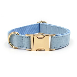 Conjunto de <span class=keywords><strong>collar</strong></span> y correa de cuero de gamuza para perro, regalo para perro, conjunto de lujo, azul cielo, otros collares para mascotas, hebilla dorada, correas para mascotas a la moda - Product Image 2