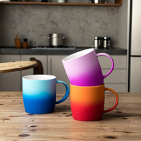 Logo imprimé dégradé glaçure revêtement de silicone tasse en céramique tasse en porcelaine écologique pour café thé eau lait pour la publicité à domicile