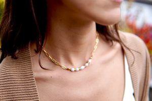 Anpassbare Süßwasserperlen-Halskette mit Geringer Mindestbestellmenge, 18k Goldkette, Perlenkette, Collier En Perle, Schmuckgeschenk für Frauen, Perlenkette - Product Image 3
