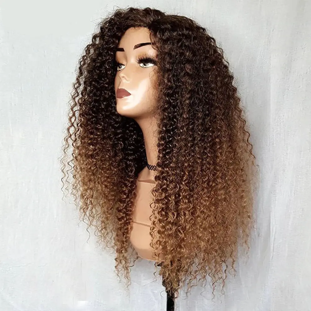 New Perruque Honey Brown Kinky Curly Wig With Closure Brazilian 5x5 Lace Closure Human Hair Wig Vendors