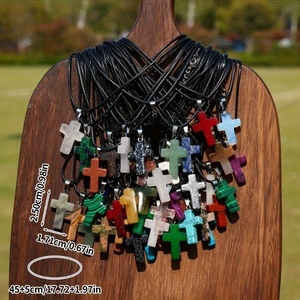 Collier en croix de pierres précieuses polies en cristal de qualité supérieure, quartz <span class=keywords><strong>clair</strong></span> et améthyste, favori des clients, idéal pour les cadeaux d'anniversaire - Product Image 3