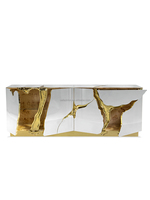 Buffet OE-FASHION de luxe léger italien en acier inoxydable, meuble de rangement mural créatif de luxe pour villa et manoir