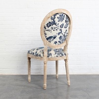 Chaise de salle à manger Louis de style français, dossier rond, revêtement en lin, bois massif, antique, mariage, maison, bureau, entrepôt