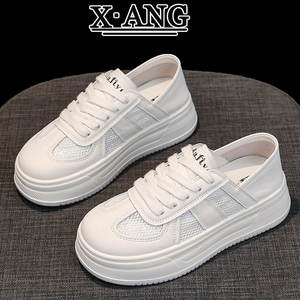 Zapatillas Deportivas de Mujer, Novedad, Blancas, de Cuero, con Suela Gruesa, de Doble Uso, Calzado Deportivo Informal de Verano, con Paneles Transpirables de Malla, para Caminar - Product Image 5