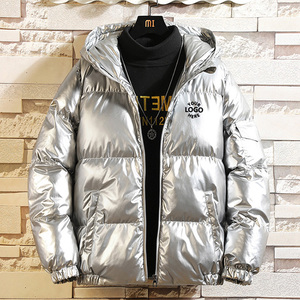 Vendite calde riflettente Utility inverno cappotto a bolle abbigliamento personalizzato impermeabile in <span class=keywords><strong>pelle</strong></span> lucida con cappuccio piumino da uomo - Product Image 4