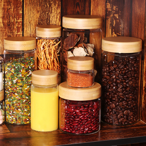 Coffee Bean Wide Mouth Storage Glass Mason Jars With Airtight Bamboo Lids Transparent Clear Wood Cap Glass Jar - Product Image 3