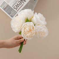 5 têtes artificielle pivoine bouquet soie pivoine Bouquet mariage Table de mariée pièce maîtresse fête décoration de la maison