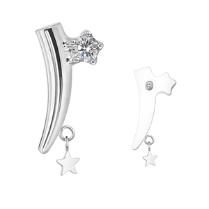 GZN ASTM F136, Joyería de Titanio, Pendiente de Oreja, Anillo de Nariz, Anillo de <span class=keywords><strong>Labio</strong></span>, <span class=keywords><strong>Piercing</strong></span>, con Diseño de Estrella Curva Cónica, con Circonita Cúbica y Rosca Interna - Product Image 4