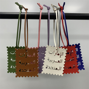 Arabic letter <b>charm</b>, PU leather square <b>charm</b>, tote <b>bag</b> accessory, Middle Eastern colorful decoration. - Product Image 1