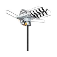 Antenne TV HD extérieure amplifiée OTA 150 milles, gain 30dBi, rotation à 360 degrés, 2 canaux TV UHF/VHF/1080P, sans fil, en aluminium
