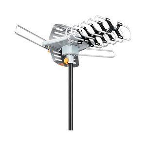 Antenne TV HD extérieure amplifiée <span class=keywords><strong>OTA</strong></span> 150 milles, gain 30dBi, rotation à 360 degrés, 2 canaux TV UHF/VHF/1080P, sans fil, en aluminium - Product Image 1