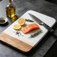Planche à découper de cuisine rectangulaire personnalisée en marbre et en bois durable