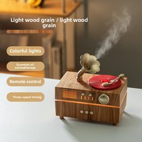 Diffuseur d'aromathérapie ultrasonique portable USB en plastique, style gramophone rétro, avec commande par application, capacité 0,5L