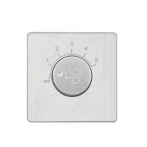 Interruptores e soquetes de parede para ventiladores, padrão do Reino Unido, com textura de grade prateada, controle de velocidade, interruptores elétricos de parede para uso doméstico, 250V