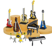 Série Musicale Piano Guitare : Accessoires d'Instruments, Blocs de Construction Éducatifs en Micro-Plastique pour Enfants, Jouets pour Enfants