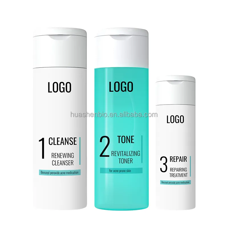 Private Label Logo Hydraterende Gezichtsverzorging Schoonheid Kit Organische Whitening Koreaanse Toner Gezichtsreiniger Acne Crème Huidverzorging Set Nieuw