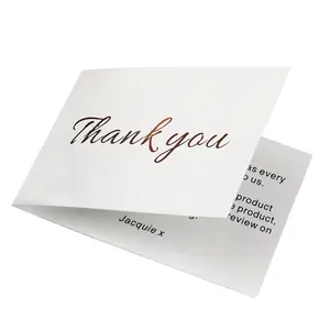 Eco-Friendly Folding Thank You Card with Rose Gold Foil Stamping Customizable Logo for Small Business Made from Paper Plastic