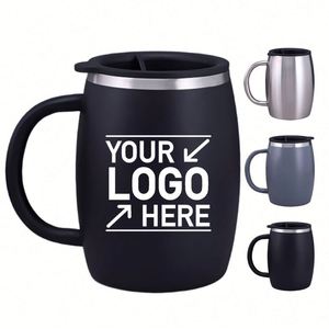 Custom logo 14oz Cold Drinks <b>Coffee</b> Cups With Spill Resistant Lid Strong Handle Stainless Steel Insulated Travel <b>Coffee</b> Mugs - Product Image 1