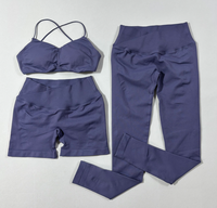 Soutien-gorge de sport court sans couture en Spandex/Nylon, col halter en V, dos nu, séchage rapide, absorption des chocs, couleur unie, directement de l'usine