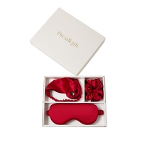 Masque de sommeil en soie de mûrier 100% avec logo personnalisé, masque pour les yeux en soie 19mm et ensemble de chouchou pour cheveux, soin de la peau, idéal pour les voyages et les soins oculaires