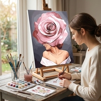 Kit de peinture par numéros personnalisé, rose abstraite, portrait de femme, peinture à l'huile numérique DIY pour adultes débutants, 40x50cm