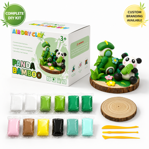 Kit de Pâte à Modeler Panda DIY Mini Personnalisé en Gros, Séchage à l'Air, Non Toxique, 12 Couleurs, Jouet Artisanat de Scénographie pour Enfants, OEM - Product Image 1