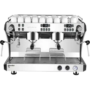 Mesin Pembuat Cappuccino Profesional, Mesin Kopi Elektronik Semi-otomatis, Kepala Ganda untuk Kafe