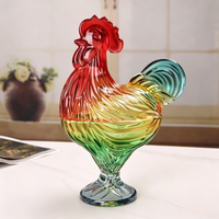 Pot Penyimpanan Kaca Berlapis Warna dengan Tutup Berbentuk Ayam, Desain Minimalis, Praktis untuk Permen dan Gula, Cocok untuk Dekorasi Ruang Tamu dan Rumah