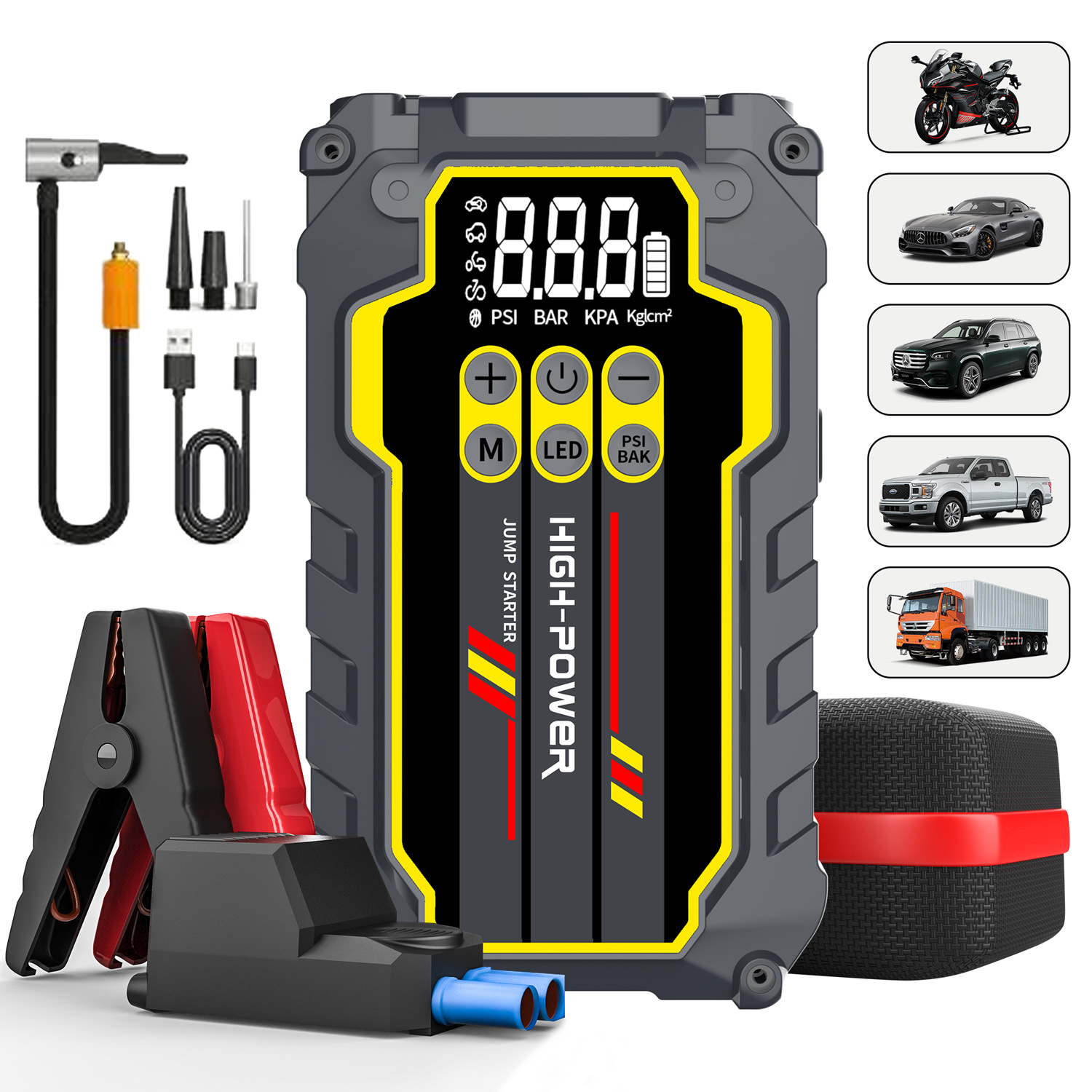 Car Truck Jump Starter Portable Power Bank 12V Battery with Air Pump  Booster Compressor 1000A Baseus Kit| Alibaba.com