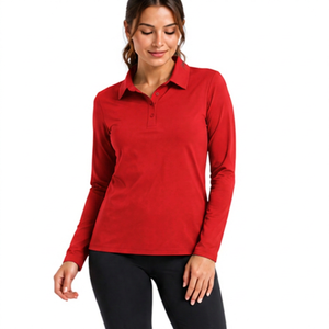 Camisa de Golf Personalizada para Mujer, Manga Larga, Cierre de Cremallera, Polo Ligero, Transpirable, Elástico, Ropa Deportiva al por Mayor, Ropa de Tenis - Product Image 2