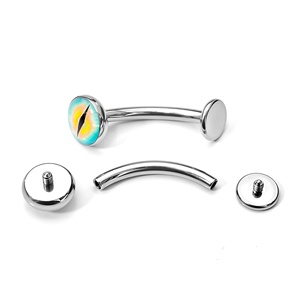 Anillo <span class=keywords><strong>de</strong></span> Piercing para <span class=keywords><strong>Ombligo</strong></span> Unisex <span class=keywords><strong>de</strong></span> Aleación <span class=keywords><strong>de</strong></span> Titanio ASTM F136 G23 con Borde Envolvente y Diseño Flotante <span class=keywords><strong>de</strong></span> Ojo <span class=keywords><strong>de</strong></span> <span class=keywords><strong>Gato</strong></span> con Gota <span class=keywords><strong>de</strong></span> Aceite - Product Image 4