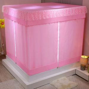 Moustiquaire carrée grand espace, type lit, avec double fermeture éclair, pare-soleil, anti-moustiques et anti-chute pour bébé - Product Image 3