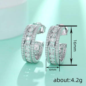 Orecchini a Cerchio di Lusso Placcati in Oro Bianco, Argento 925 con Cristalli e Strass, Gioielli Classici da Donna per Uso Quotidiano - Product Image 5