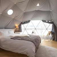 Dôme géodésique en forme d'igloo, tente de glamping avec rideaux intérieurs, vente chaude