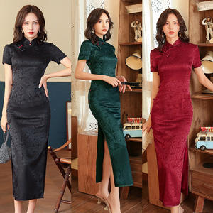 Qipao Verde Primavera, Elegante Vestido Tradicional Chino Retro para Mujer, Qipao con Estampado Cheongsam, Vestidos Largos <span class=keywords><strong>Qi</strong></span> <span class=keywords><strong>Pao</strong></span>, Talla Grande 4XL - Product Image 2