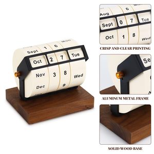 Quay vĩnh viễn bàn lịch tái sử dụng bằng gỗ bánh xe tháng tuần ngày hiển thị ngày văn phòng nhà danh sách nhắc nhở du lịch lịch lịch) - Product Image 6