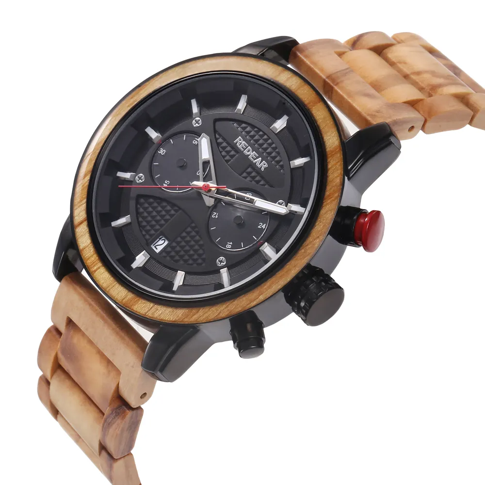 Nouveau modèle de montre personnalisé, fabricant de luxe multifonctionnel automatique fait à la main hommes montres en bois